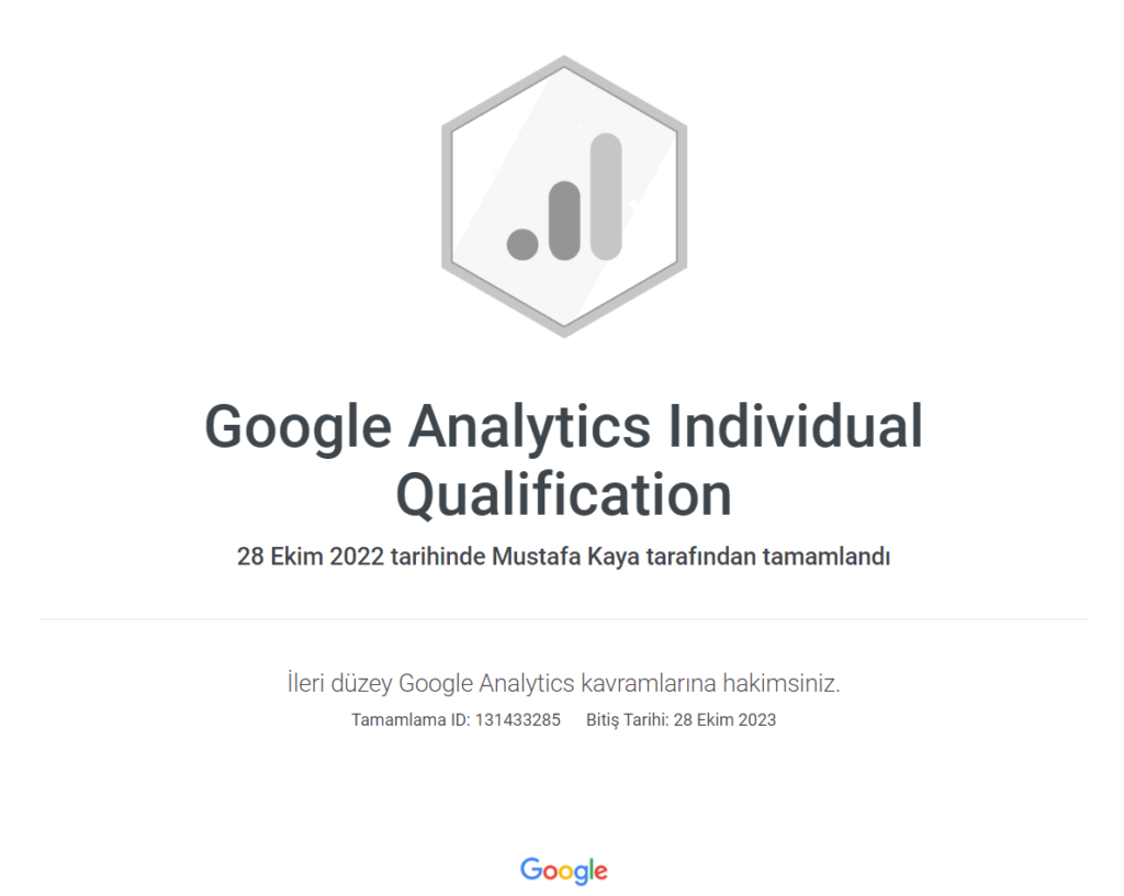 Google Analytics Sertifikası