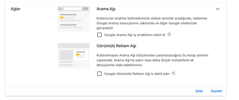 google ads gelişmiş ayarlar