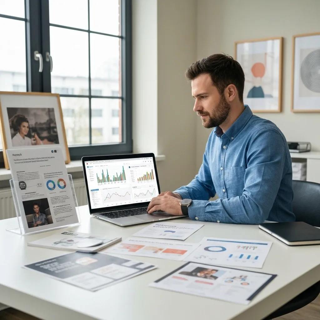 Google Ads expert working on digital marketing strategies in a modern office